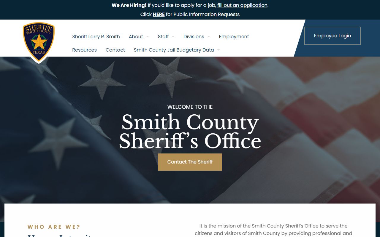 Smith County inmate population sheriff homepage for jail and public records